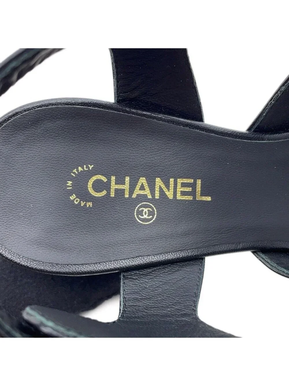 Chanel Sandals CC Logo Turnlock 38c Shoes Black